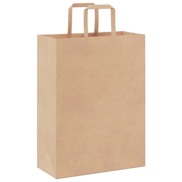 vidaXL kraftpapirposer 50 stk. med håndtag 26x12x35 cm brun