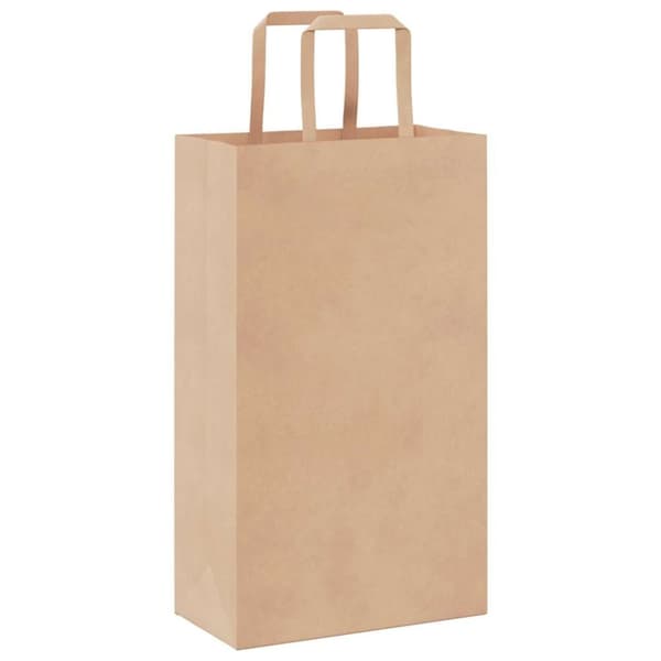 vidaXL kraftpapirposer 50 stk. med håndtag 21x11x36 cm brun