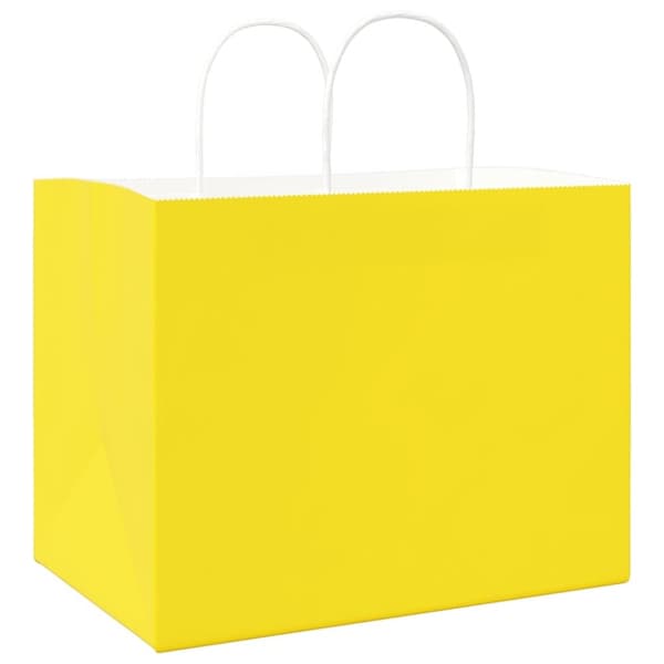vidaXL kraftpapirposer 250 stk. med håndtag 32x22x24 cm gul