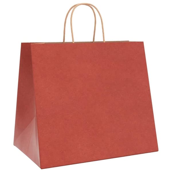 vidaXL kraftpapirposer 250 stk. med håndtag 32x22x28 cm rød