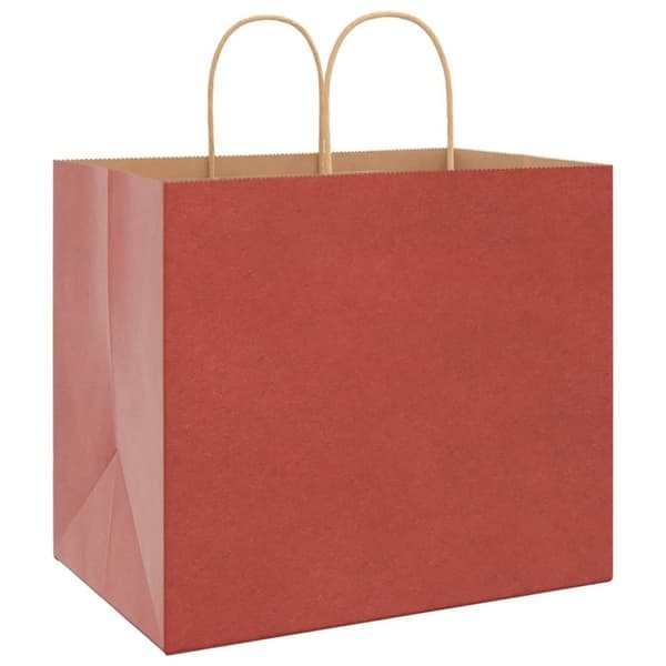 vidaXL kraftpapirposer 250 stk. med håndtag 32x22x28 cm rød