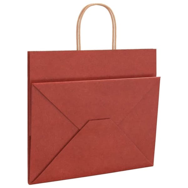 vidaXL kraftpapirposer 250 stk. med håndtag 32x22x28 cm rød