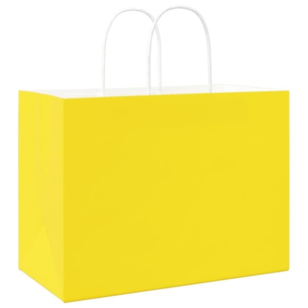 vidaXL kraftpapirposer 50 stk. med håndtag 32x17x25 cm gul