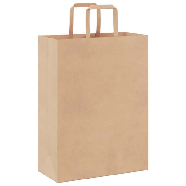 vidaXL kraftpapirposer 250 stk. med håndtag 26x12x35 cm brun