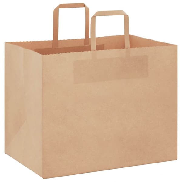 vidaXL kraftpapirposer 250 stk. med håndtag 32x22x24 cm brun