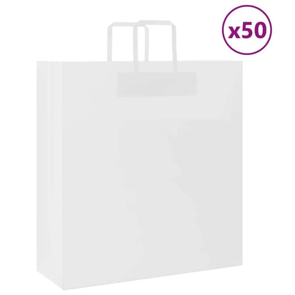 vidaXL Paperikassit 50 kpl kahvoilla valkoinen 45x17x48 cm
