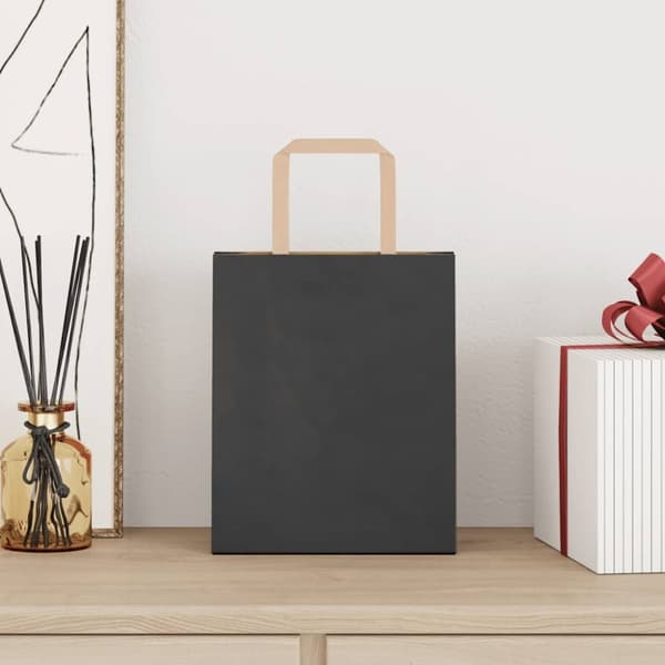 vidaXL Paperikassit 50 kpl kahvoilla musta 18x8x22 cm