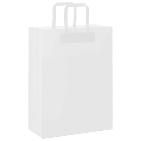 vidaXL Kraftpapperspåsar 50 st med handtag vit 26x12x35 cm