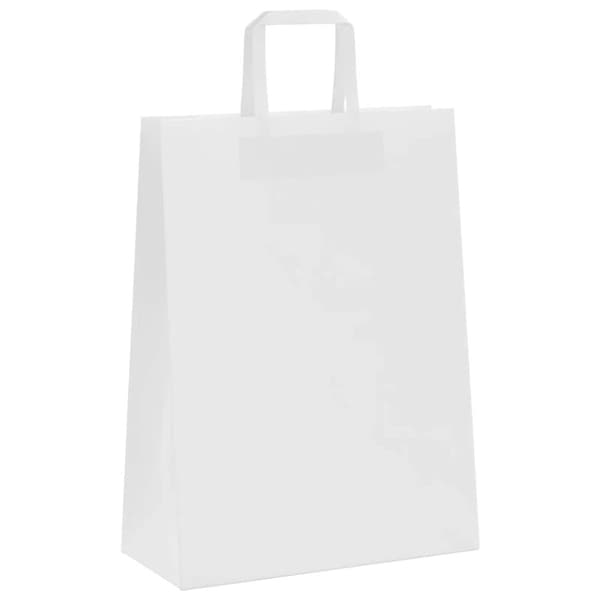 vidaXL Kraftpapperspåsar 50 st med handtag vit 26x12x35 cm