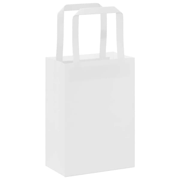 vidaXL kraftpapirposer 50 stk. med håndtag 15x8x21 cm hvid