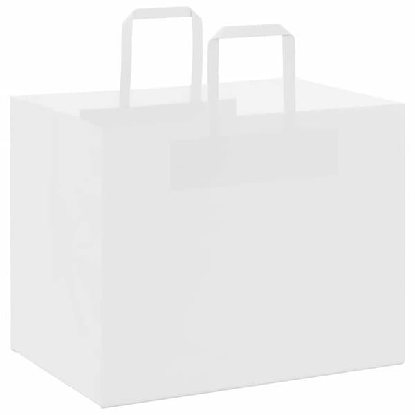 vidaXL kraftpapirposer 50 stk. med håndtag 32x22x24 cm hvid
