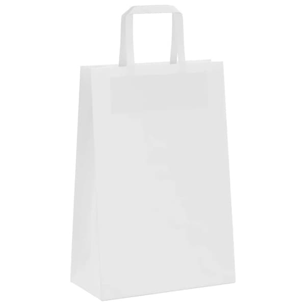 vidaXL Kraftpapperspåsar 250 st med handtag vit 21x11x31 cm