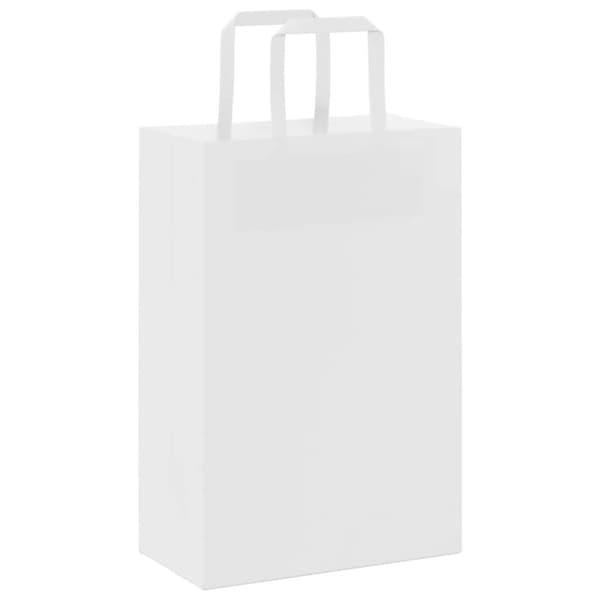 vidaXL Kraftpapperspåsar 250 st med handtag vit 21x11x31 cm