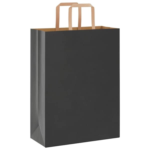 vidaXL Kraftpapperspåsar 50 st med handtag svart 26x12x35 cm