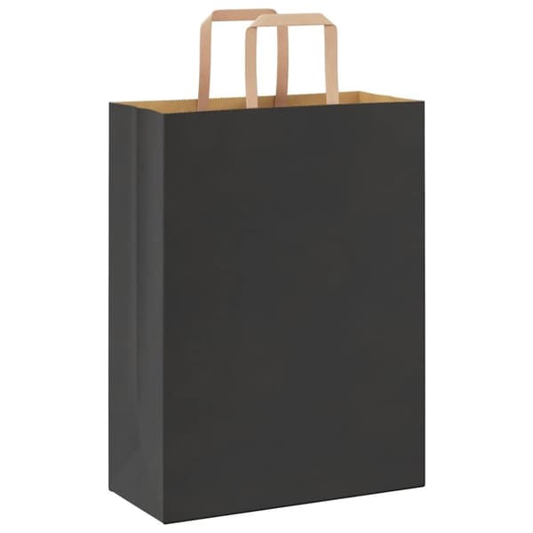 vidaXL Kraftpapperspåsar 50 st med handtag svart 26x12x35 cm