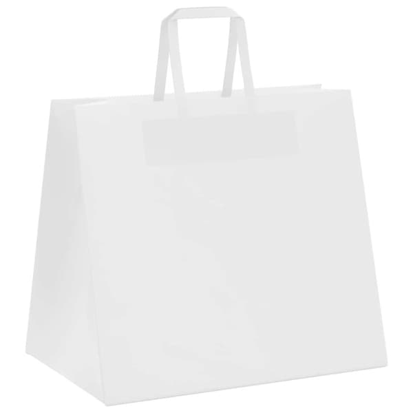 vidaXL kraftpapirposer 50 stk. med håndtag 32x22x28 cm hvid