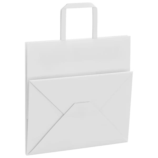 vidaXL kraftpapirposer 250 stk. med håndtag 26x17x25 cm hvid