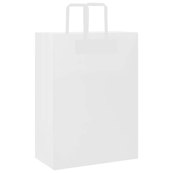 vidaXL kraftpapirposer 250 stk. med håndtag 32x17x44 cm hvid