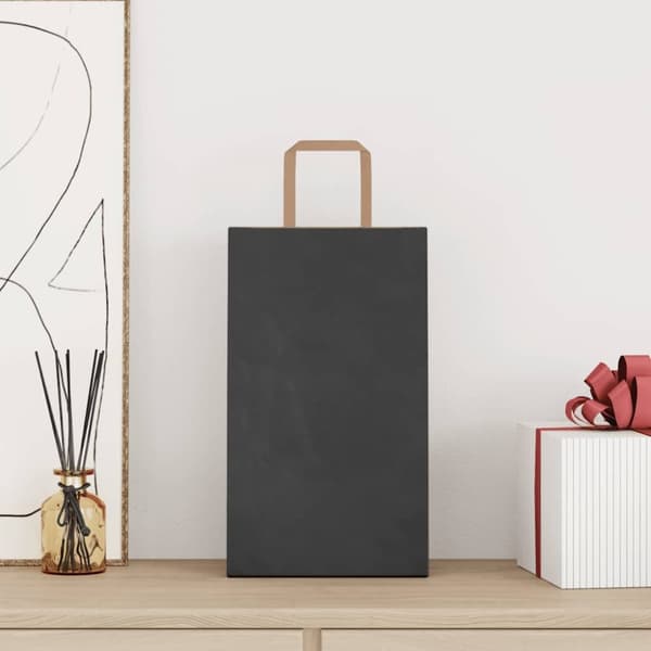 vidaXL Paperikassit 50 kpl kahvoilla musta 21x11x36 cm