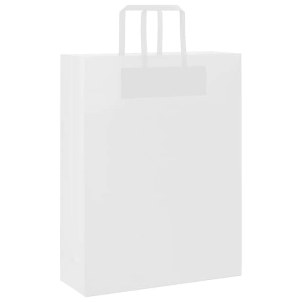 vidaXL kraftpapirposer 50 stk. med håndtag 32x12x42 cm hvid