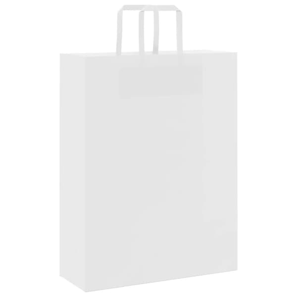 vidaXL kraftpapirposer 50 stk. med håndtag 32x12x42 cm hvid