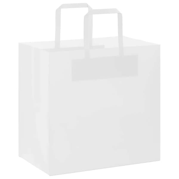vidaXL kraftpapirposer 50 stk. med håndtag 26x17x25 cm hvid