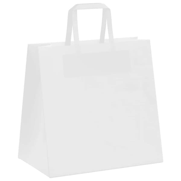 vidaXL kraftpapirposer 50 stk. med håndtag 26x17x25 cm hvid