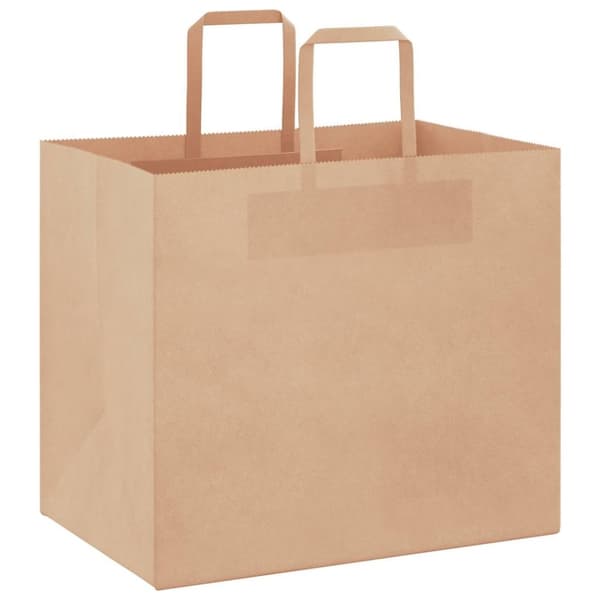 vidaXL kraftpapirposer 250 stk. med håndtag 32x22x28 cm brun