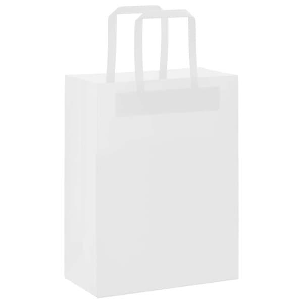 vidaXL kraftpapirposer 250 stk. med håndtag 21x11x28 cm hvid