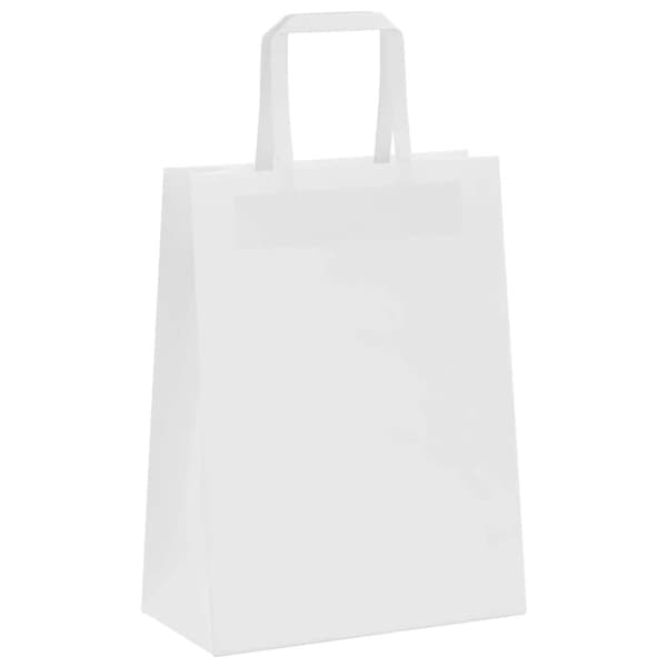 vidaXL kraftpapirposer 250 stk. med håndtag 21x11x28 cm hvid