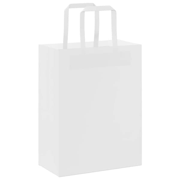 vidaXL kraftpapirposer 250 stk. med håndtag 21x11x28 cm hvid