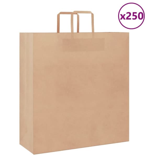 vidaXL Paperikassit 250 kpl kahvoilla ruskea 45x17x48 cm