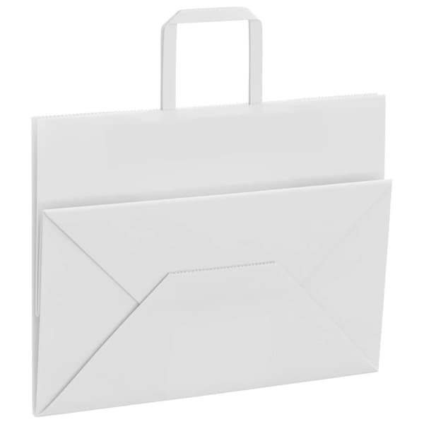 vidaXL kraftpapirposer 250 stk. med håndtag 32x17x25 cm hvid