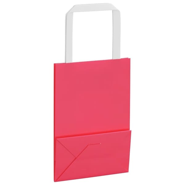 vidaXL Paperikassit 250 kpl kahvoilla pinkki 15x8x21 cm