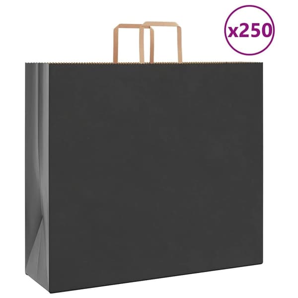 vidaXL Papirposer 250 stk med håndtak svart 54x15x49 cm
