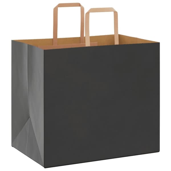vidaXL Kraftpapperspåsar 250 st med handtag svart 32x22x28 cm