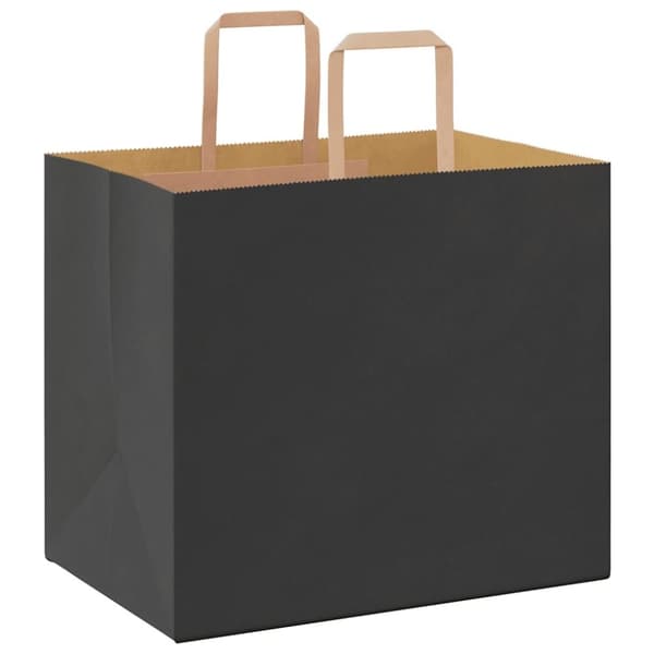 vidaXL Kraftpapperspåsar 250 st med handtag svart 32x22x28 cm