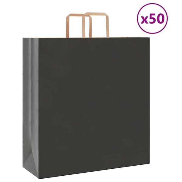 vidaXL Kraftpapperspåsar 50 st med handtag svart 45x17x48 cm