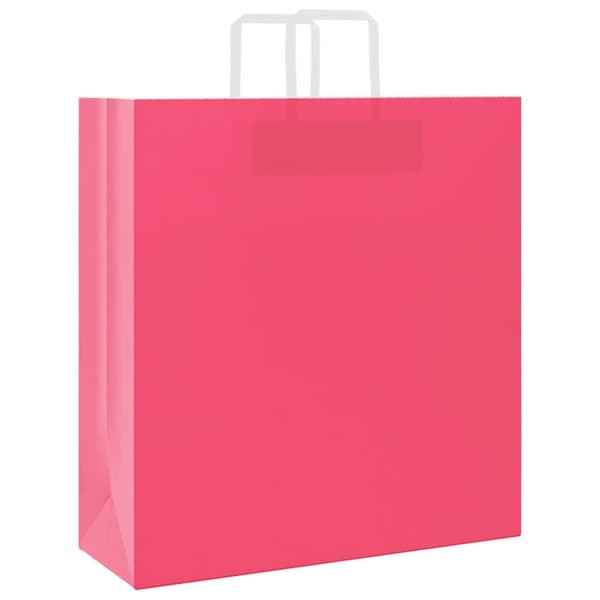 vidaXL Kraftpapperspåsar 50 st med handtag rosa 45x17x48 cm