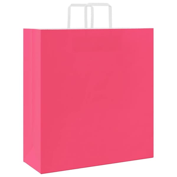 vidaXL Kraftpapperspåsar 50 st med handtag rosa 45x17x48 cm