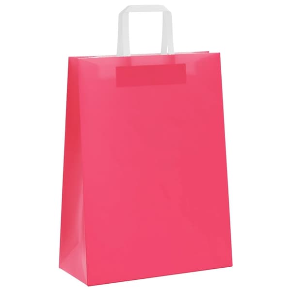 vidaXL kraftpapirposer 50 stk. med håndtag 26x12x35 cm lyserød