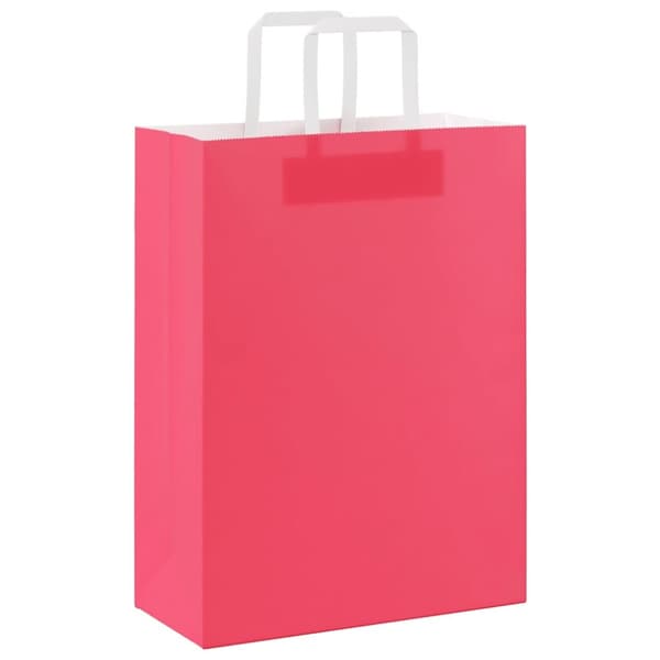 vidaXL kraftpapirposer 50 stk. med håndtag 26x12x35 cm lyserød