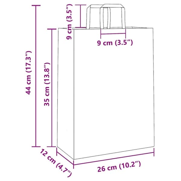 vidaXL kraftpapirposer 50 stk. med håndtag 26x12x35 cm lyserød