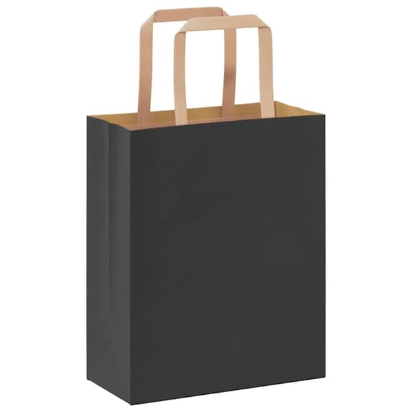 vidaXL Paperikassit 250 kpl kahvoilla musta 18x8x22 cm