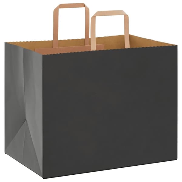 vidaXL Kraftpapperspåsar 250 st med handtag svart 32x22x24 cm