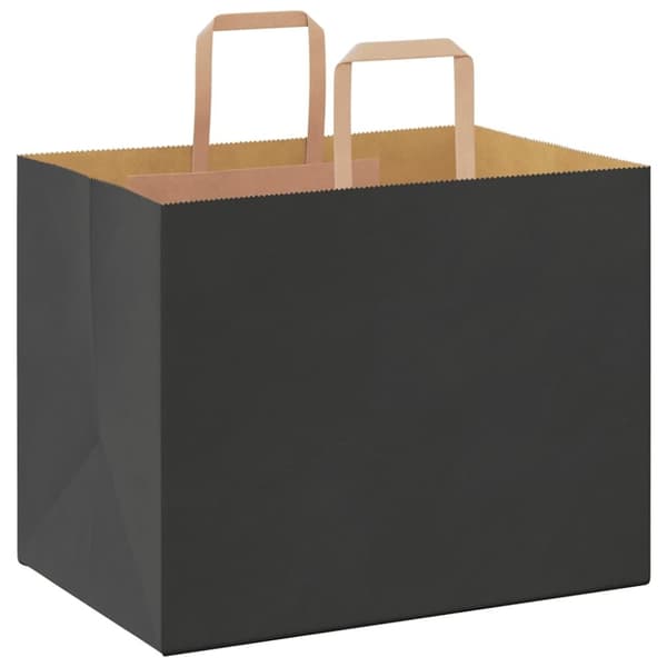 vidaXL Kraftpapperspåsar 250 st med handtag svart 32x22x24 cm