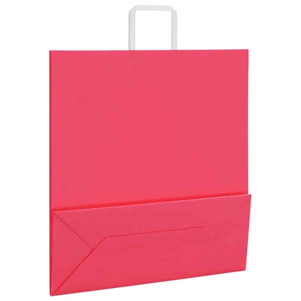 vidaXL Papirposer 250 stk med håndtak rosa 45x17x48 cm