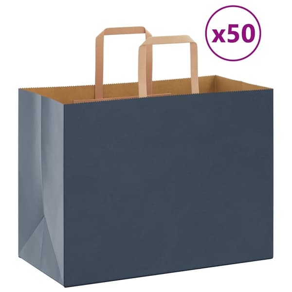 vidaXL kraftpapirposer 50 stk. med håndtag 32x17x25 cm blå
