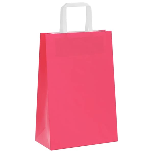 vidaXL kraftpapirposer 50 stk. med håndtag 21x11x31 cm lyserød