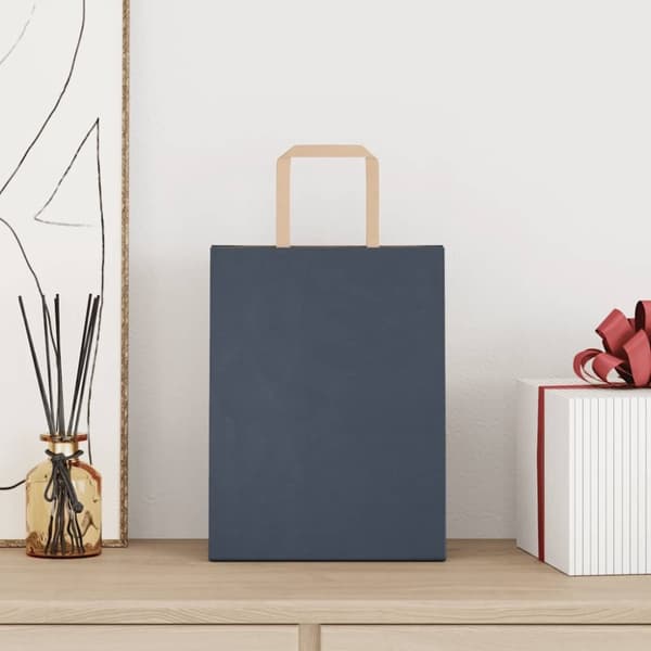 vidaXL Kraftpapperspåsar 250 st med handtag blå 21x11x28 cm